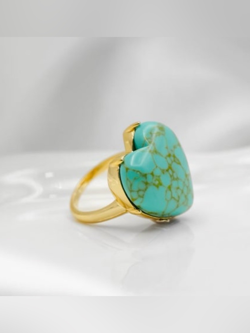 Sis Kiss brand Palm Beach Turquoise color stone heart ring